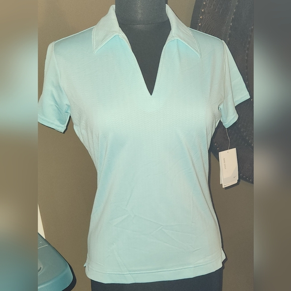 NEW DEADSTOCK VINTAGE NIKE DRIFIT GOLF PERFORMANCE POLO NO BUTTON V-NECK SZM - Picture 5 of 16